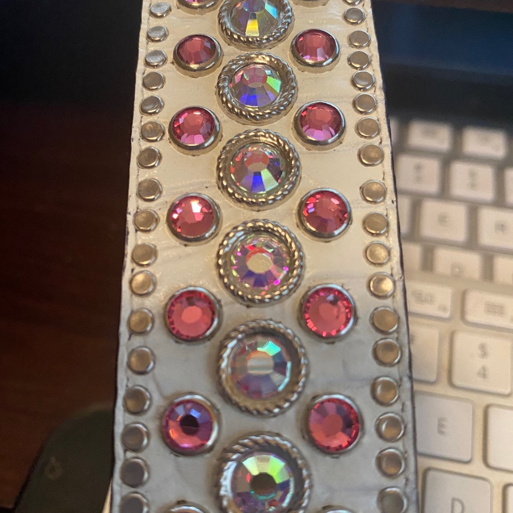 Woof Wear 16" Leather Dog Collar Swaroski Crystals - Picture 2 of 11